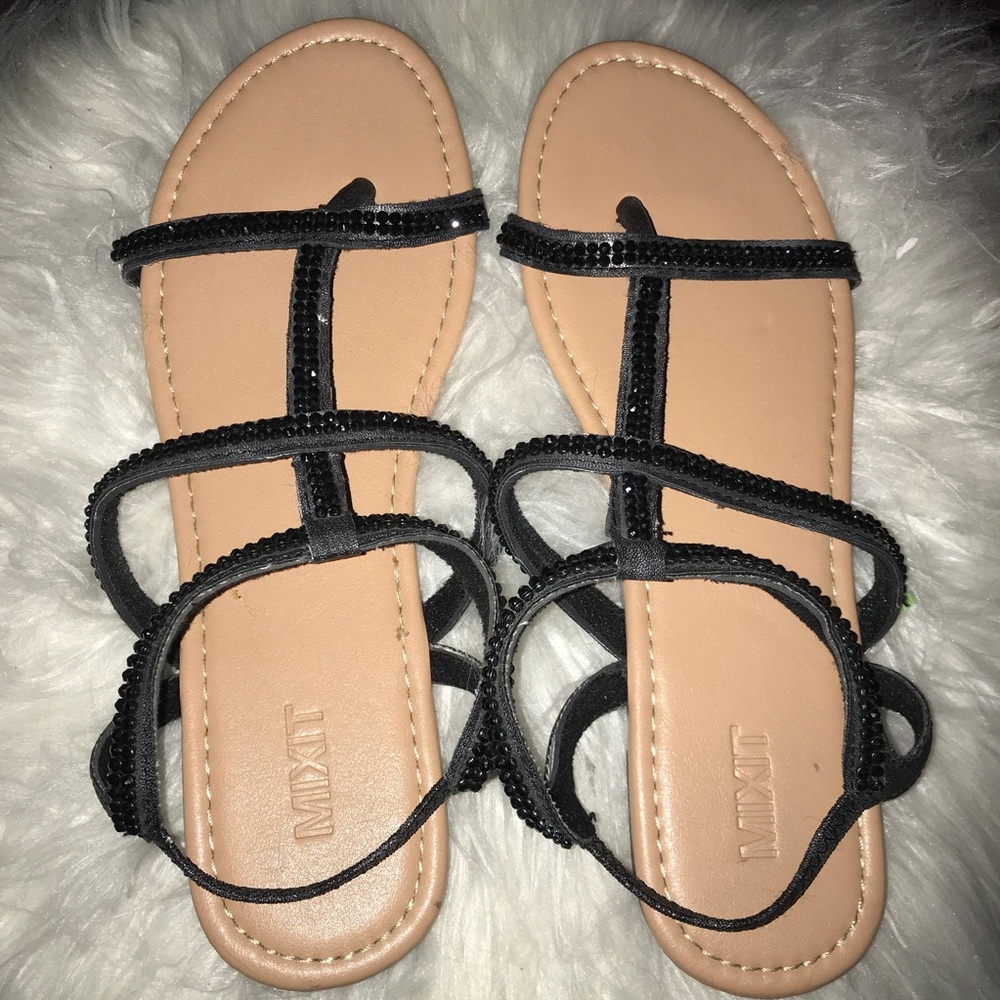 Black Jeweled Sandal